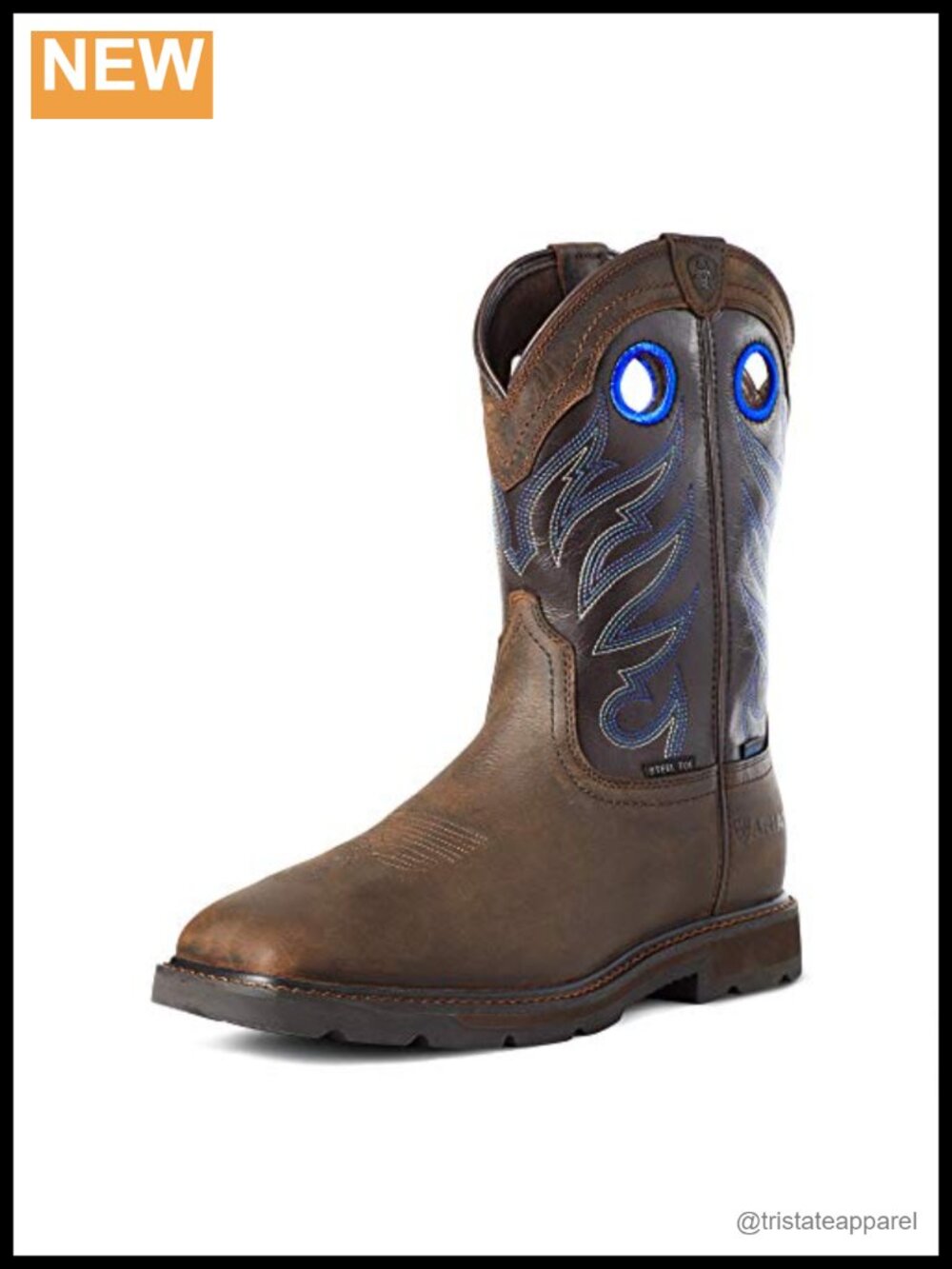 Waterproof Steel Toe Leather Work Boots Mid-Calf Round Toe Block Heel
